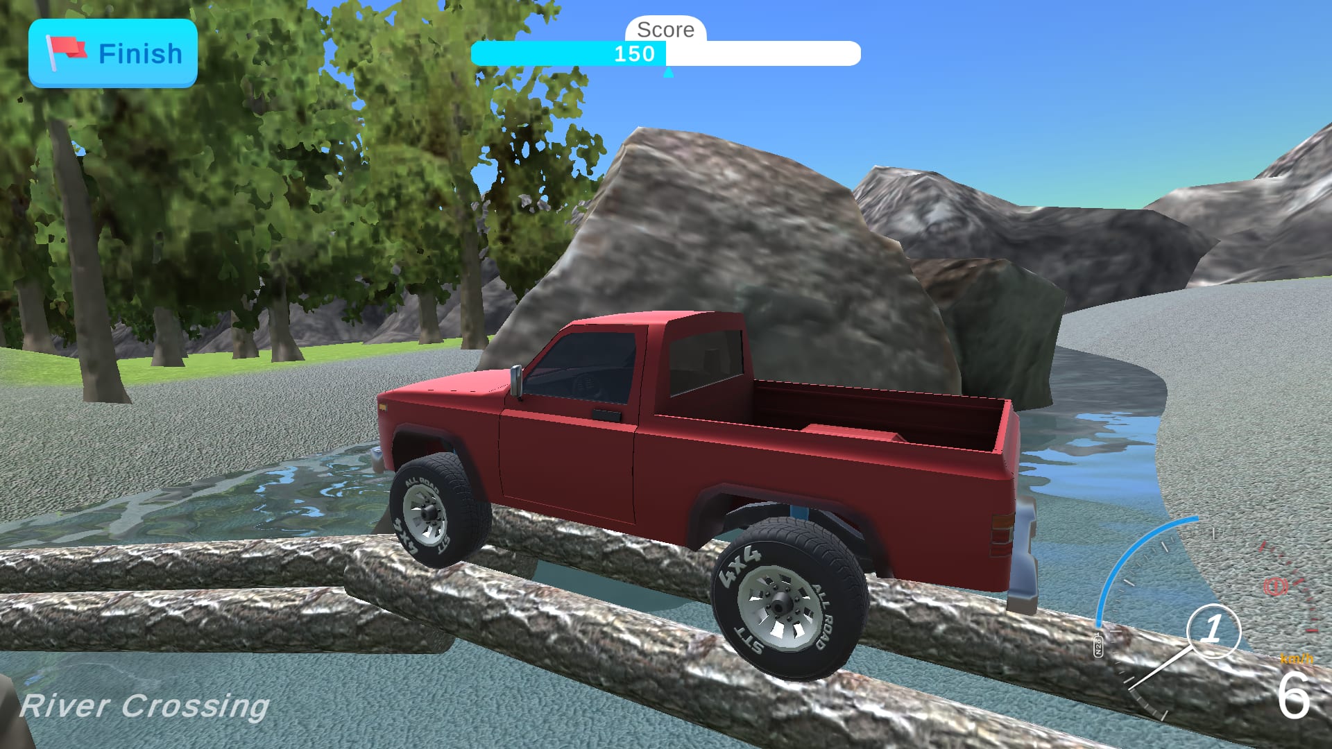 Deadly Descent — realistic destruction as the green muscle car wrecks on the bridge
