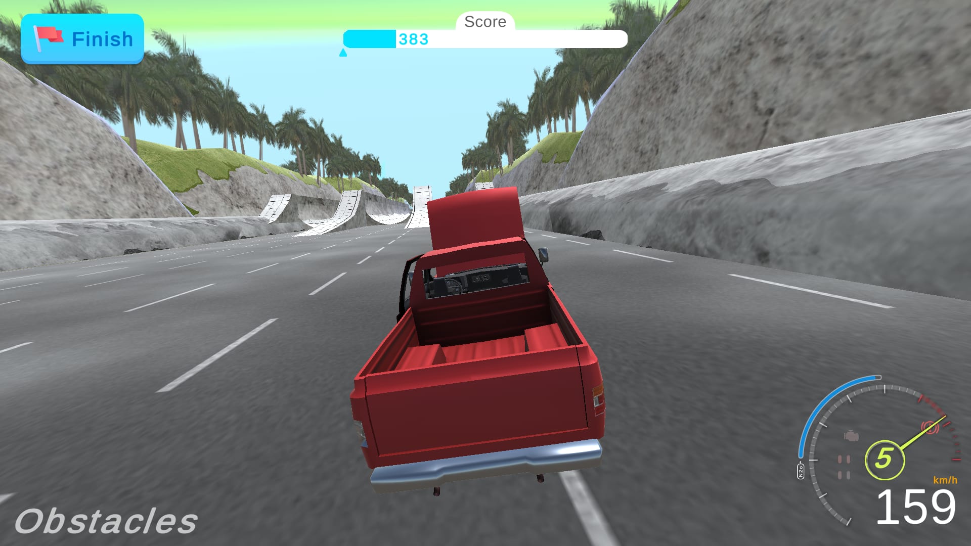 Deadly Descent — navigating a narrow cliffside ledge in the blue hatchback